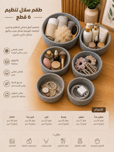طقم سلال تنظيم دائري – 6 قطع